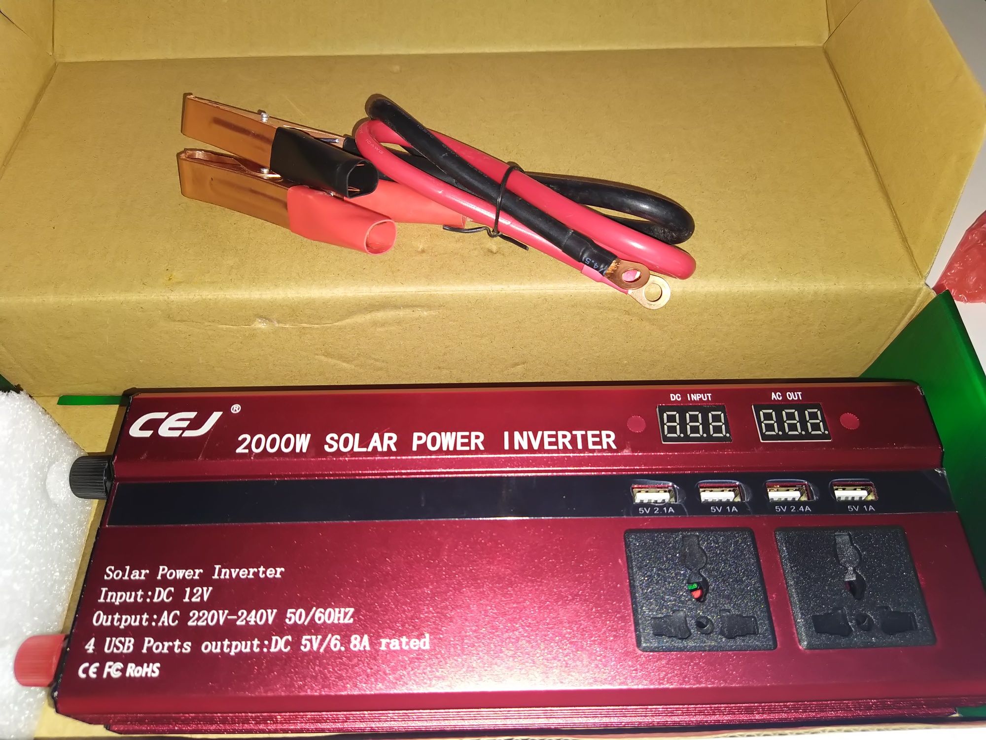 Invertor solar 12V 2000W ,USB, 220v Prize acumulator panou fotovoltaic