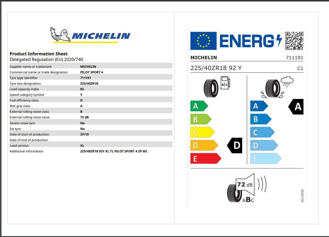 Michelin Pilot Sport 4 235/45 ZR18 98Y XL TL ACOUSTIC T0 MI