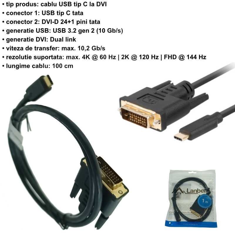 cablu USB-C la DVI-D 1 metru