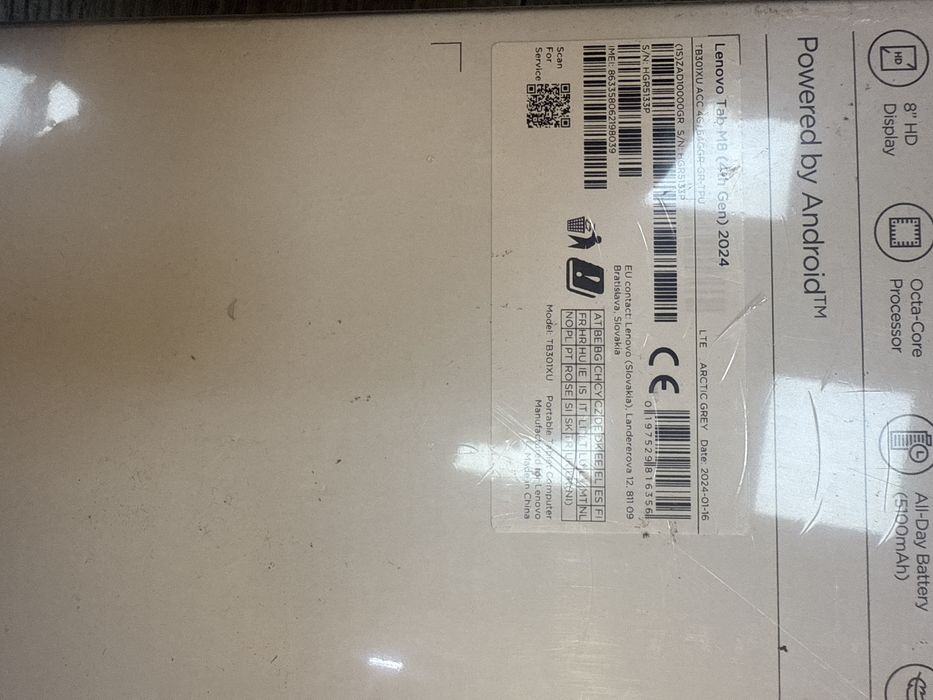 Lenovo tab m8 4/64gb lte grey Неoтварян!