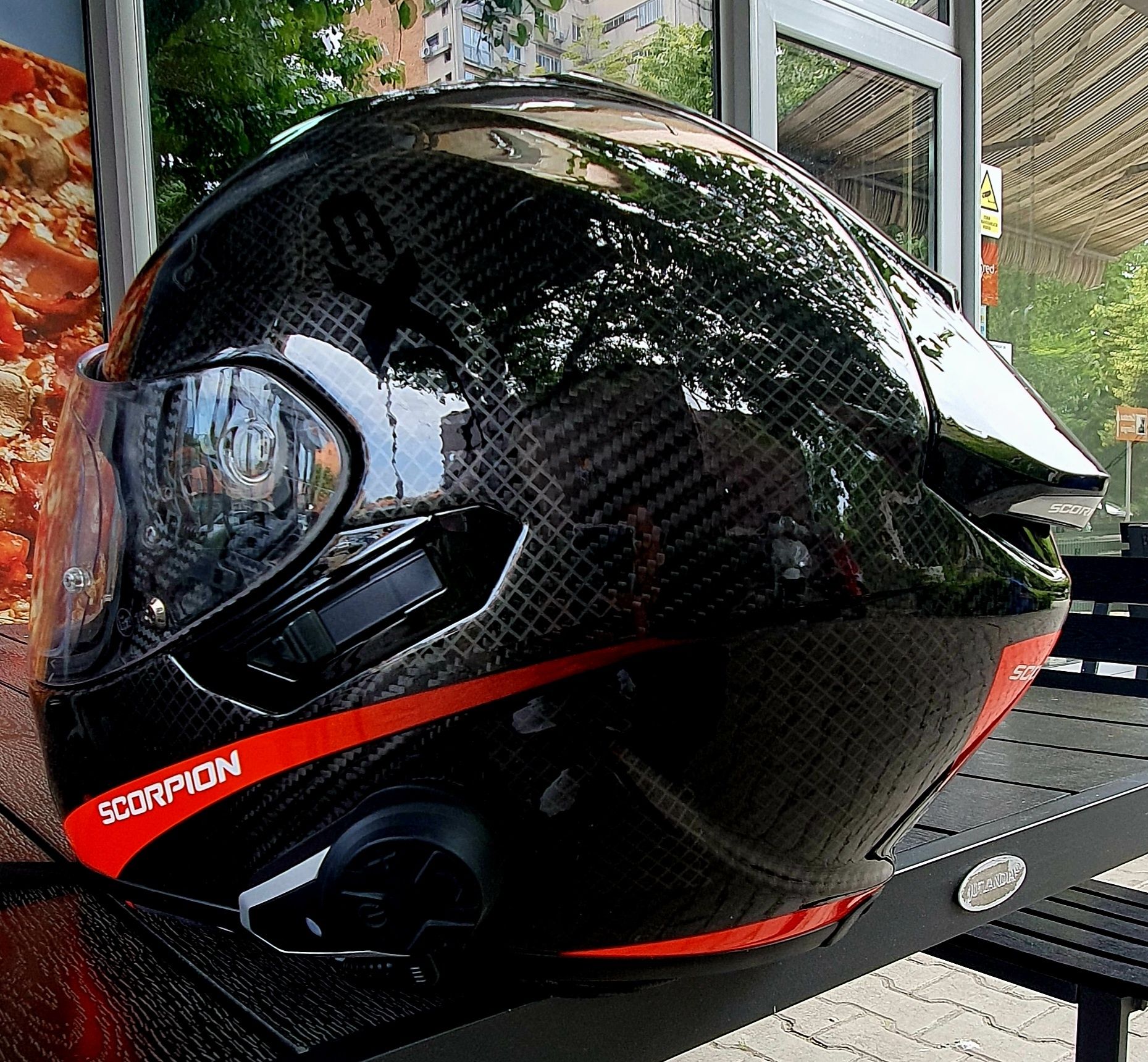 Casca Moto Integrala Scorpion Exo 1400 Air Pure Carbon Rosu