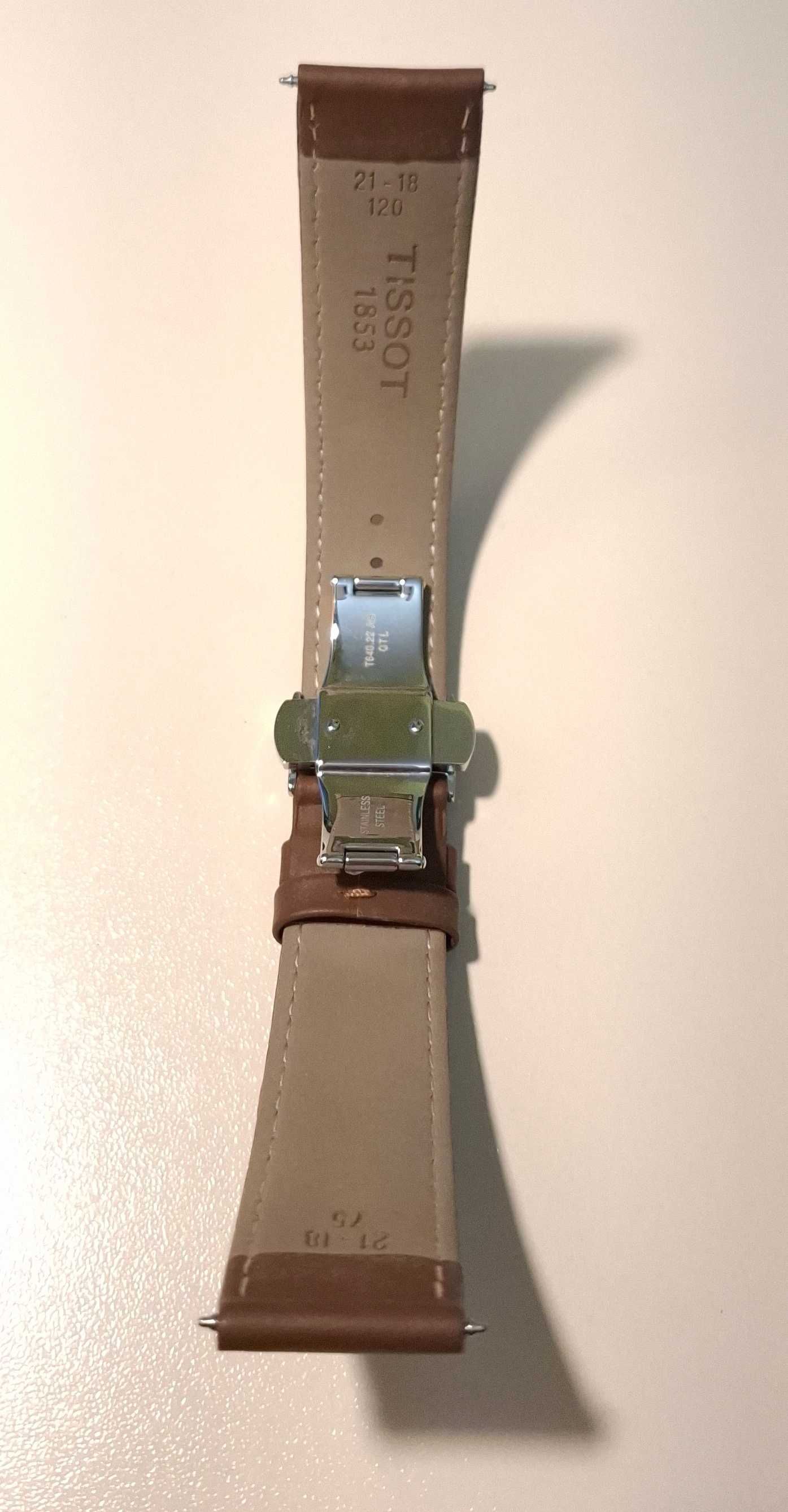 Оригинална кожена каишка за часовник TISSOT 21mm - кафява
