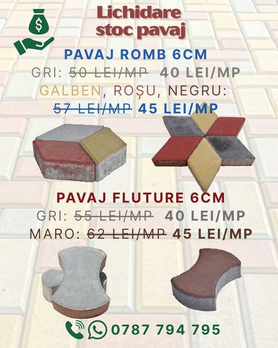 Pavaj, Pavele Gri și Colorat-LICHIDARE de stoc!