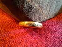 Уникален дамски позлатен пръстен с trible шарка