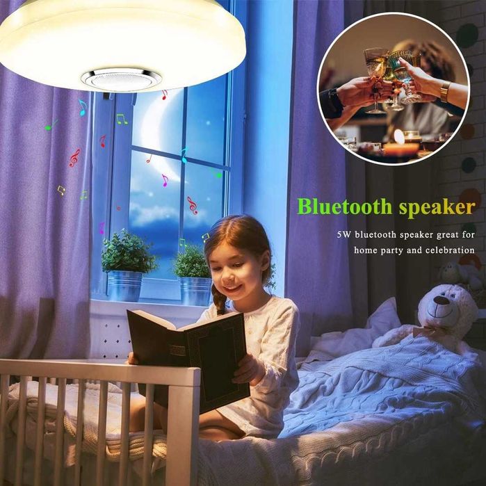 Lampă de tavan LED RGB de 56W cu difuzor Bluetooth