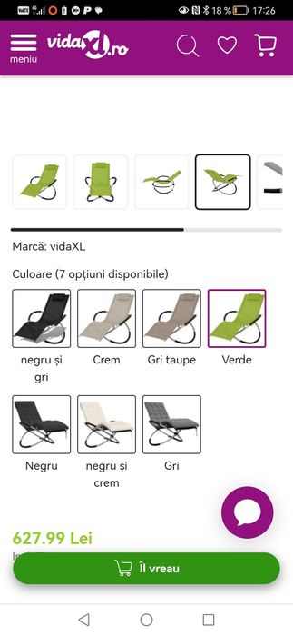 Vand sezlong Vileda xl cu funcție de balansare