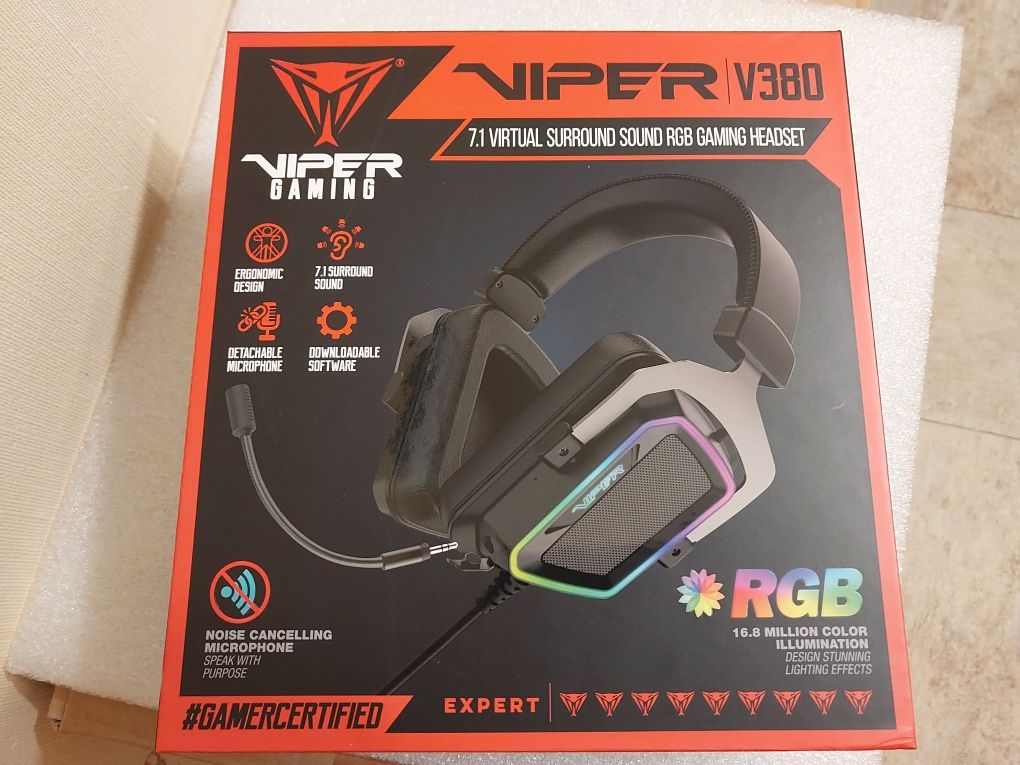 Нови Patriot Headset Viper V380 - RGB геймърски слушалки