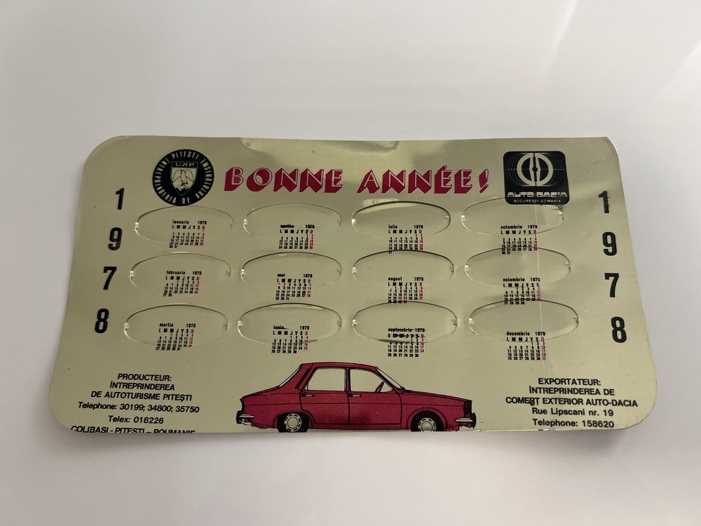 Calendar Dacia 1978