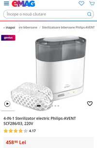 Sterilizator electric, biberoane Philips Avent SCF286