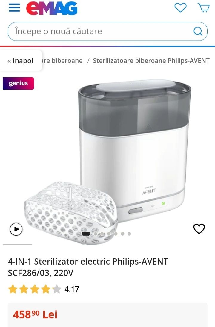 Sterilizator electric, biberoane Philips Avent SCF286