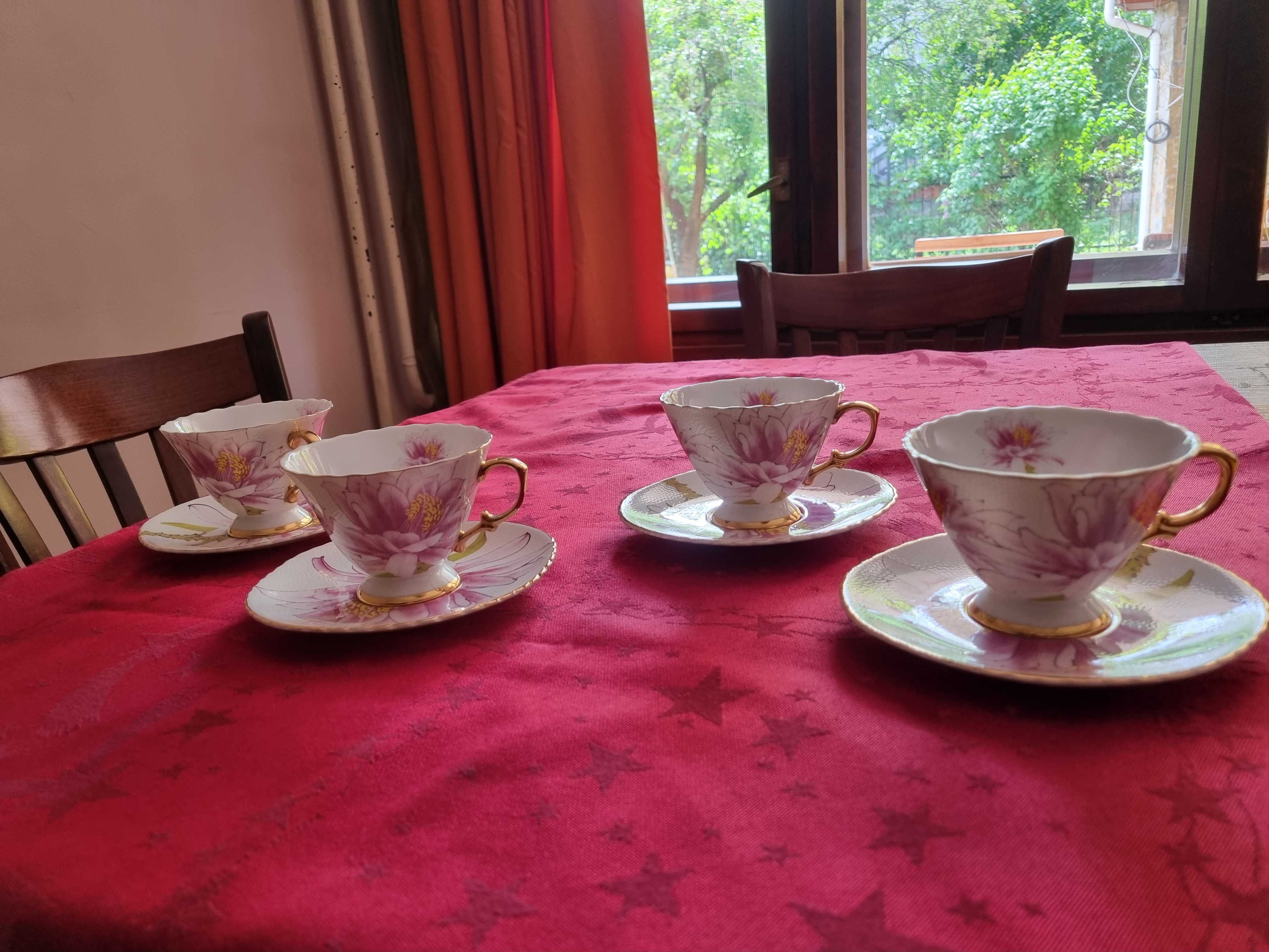 Чаши за чай/кафе от костен порцелан с позлата