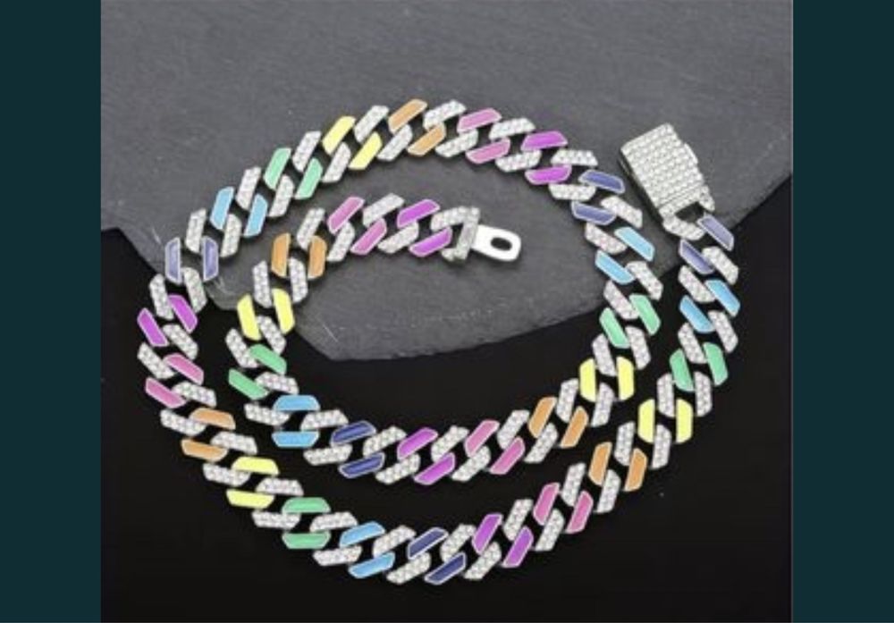 Lant Cuban Link iced out + pandantiv Uzi