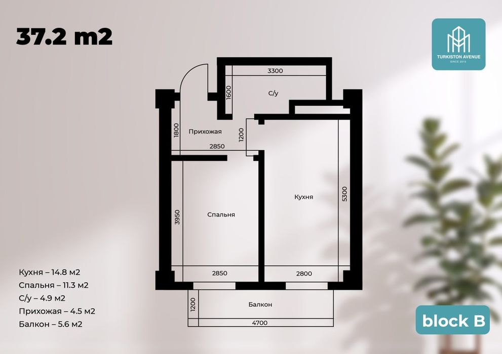 Новостройка Туркистон Авеню минимальный от 37,4 кв.м  1080