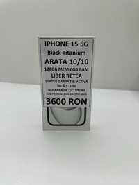 iPhone 15, 128GB, 5G, Black, numar cicluri 63, baterie 100%
