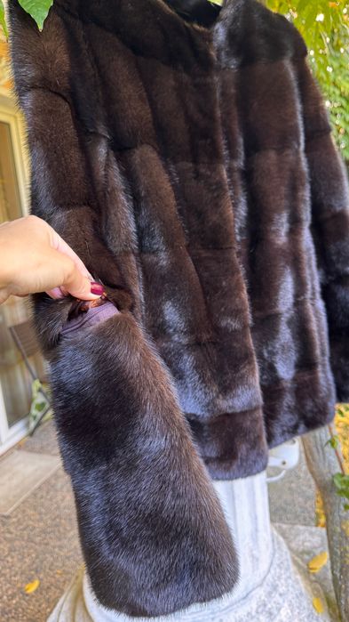 #83 Палто от норка 4 в1.Кафяв.Естествен косъм.Визон.Яке.Елек.