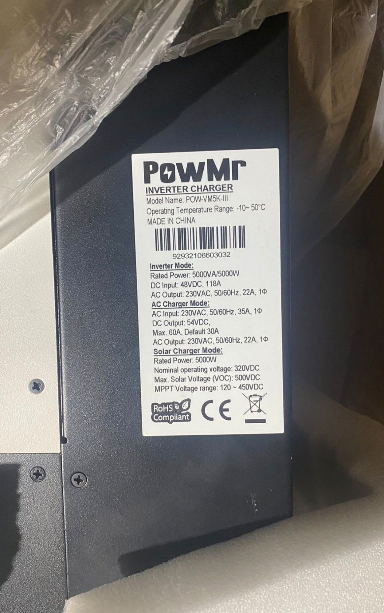 Инвертор зарядно PowMr POW-VM5K-lll  5000W Off grid хибриден
