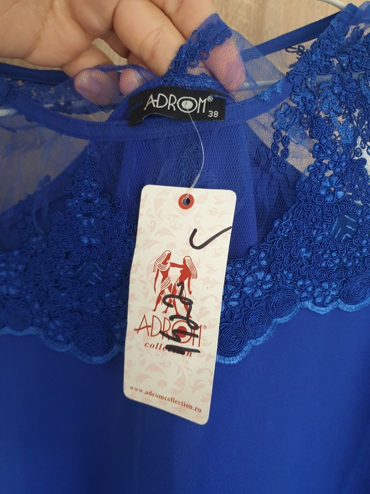 Rochie albastra NOUA, marimea 38, dantela, cu eticheta, de la Adrom