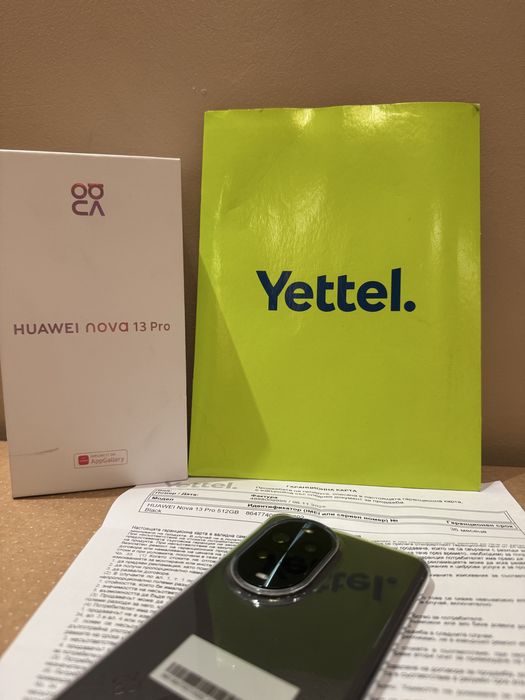Huawei Nova 13 Pro | 512GB | 36м. гаранция Yettel | Черен | Като нов