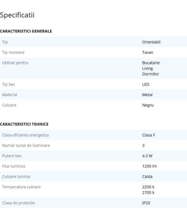 SpotLED luminos triplu PhilipsBukko,3x4.3W1200lm,intensitate variabilă