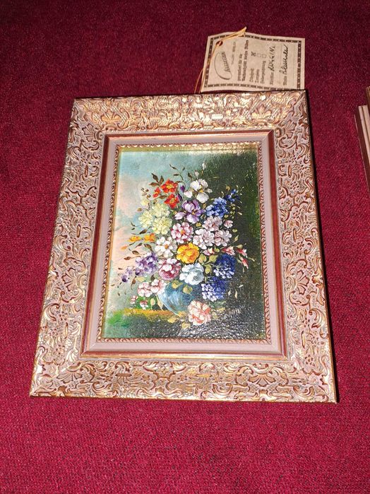 tablou pictura pe panza semnat certificat 14/17 cm