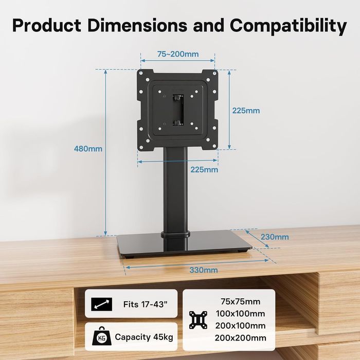 Stand TV universal pentru ecrane de 43-109 cm, reglabil, Negociabil