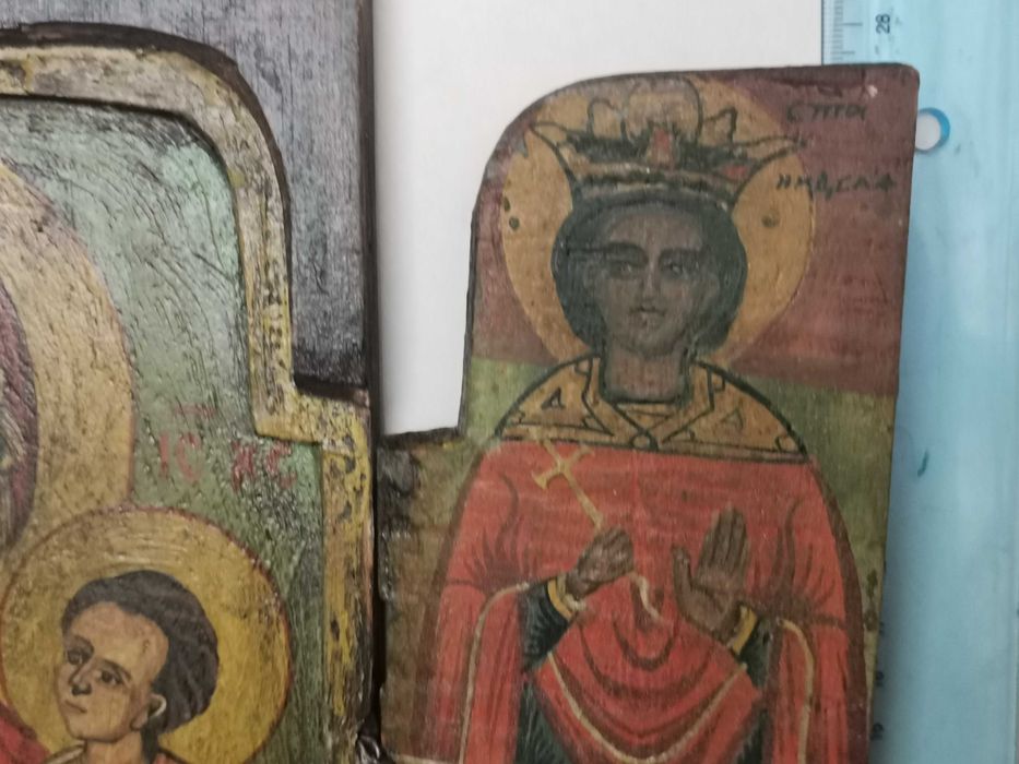 старинна икона триптих на 200 год.-19 век.-изключително добре запазена