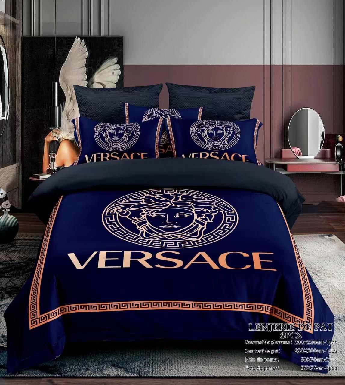 Lenjerie de pat Versace albastru