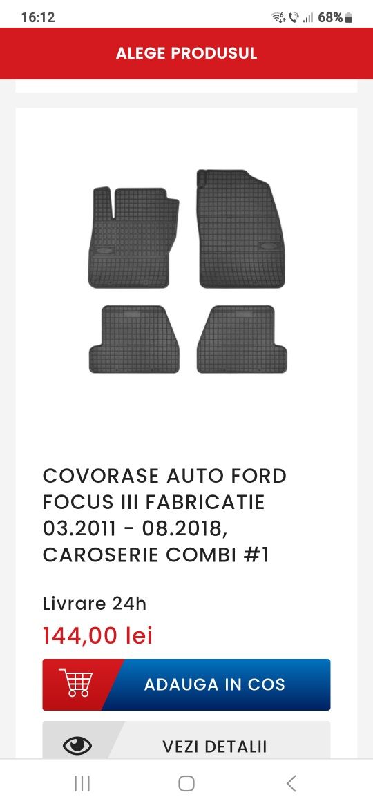 Covorase cauciuc Ford Focus MK 3
