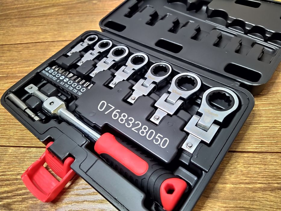 Set chei tubulare cu clichet 6-19mm, 20 piese, CrV