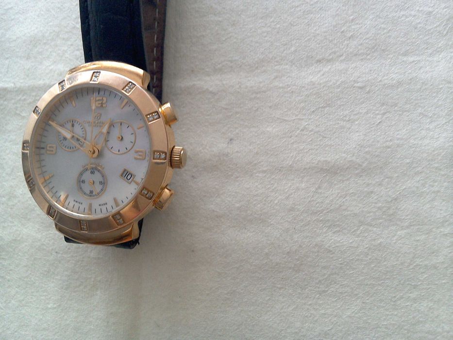 Ceas cronograf placat aur, diamante - NATURALE- "Cristina Diamonds"