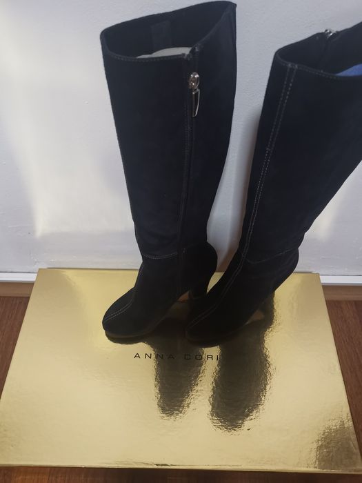 Cizme  din piele întoarsă - damă