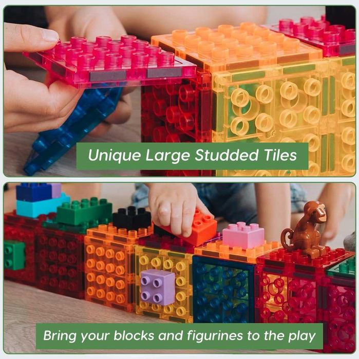 IMAGIMAGS Магнитни строителни плочки, Комплект влакчета от 18 части