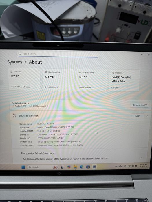 Vand laptop hp probook 440 g11 core 5 ultra 16gb ddr5 ssd 512gb
