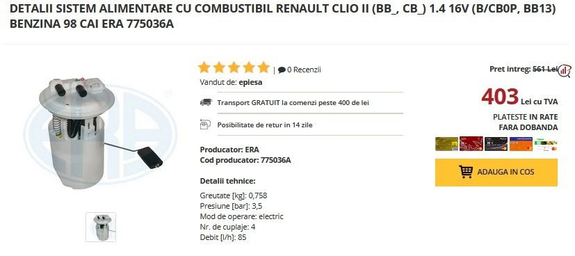 Pompa Benzina Renault Clio 2