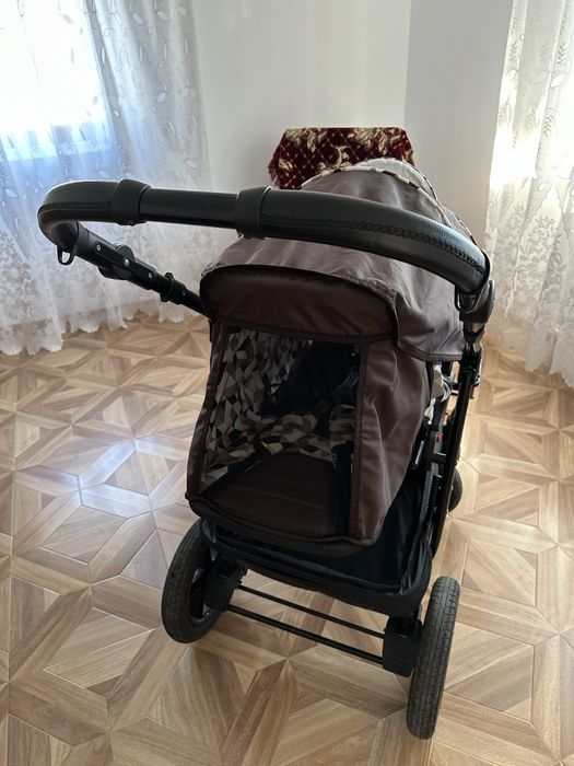 Carucior Krausman 3 în 1/Roti mari cu camera/Suspensie/Maro