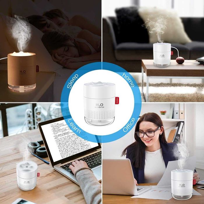 Kомпактен ултразвуков овлажнител H2O, 500мл, type C и LED нощна лампа