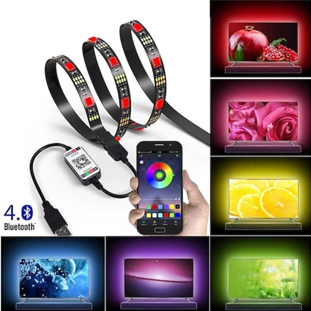 Banda Led RGB Iluminare Ambientala Bluetooth Banda Led SMD 5050 RGB