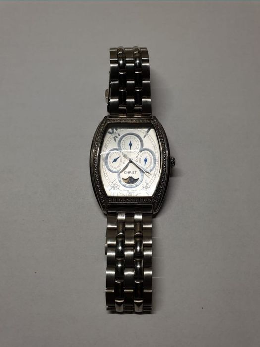 Ceas Christ Swiss Made gri, curea metal, unisex, stare buna