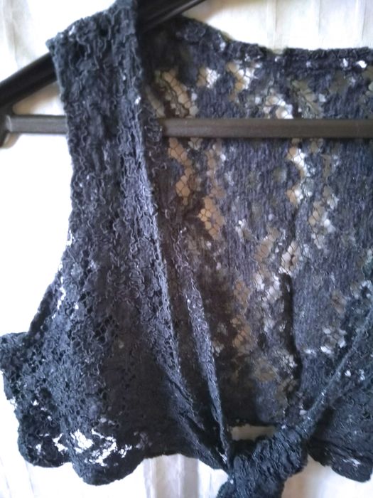 Vesta inedita din impletituri dantelate kaki bleumarin Veste