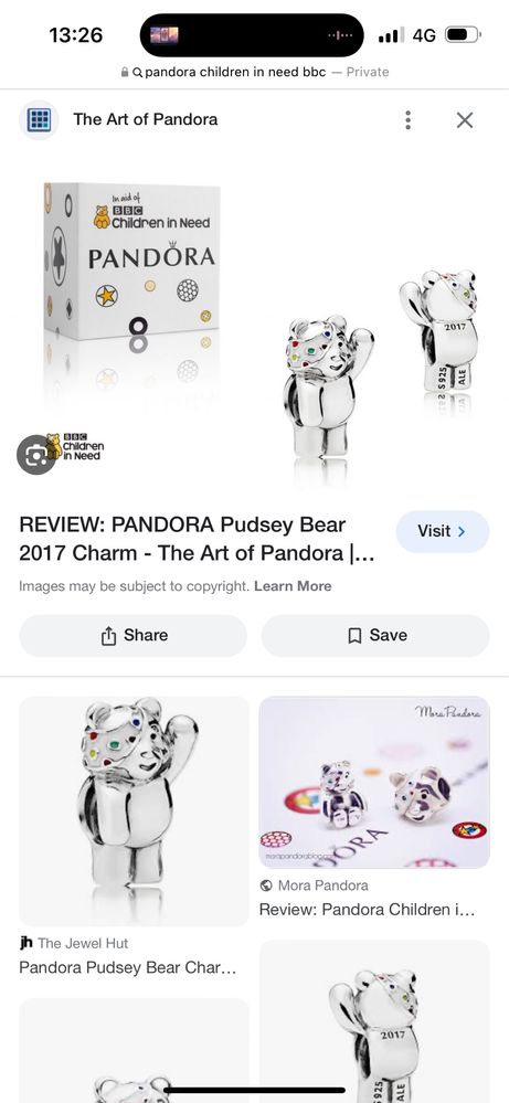 Pandora editie speciala Pudsey Bear BBC