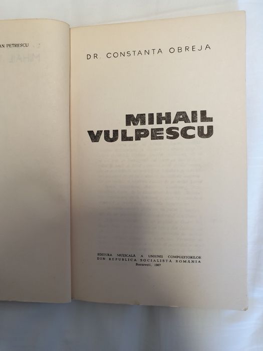 Carte veche Dr. Constanța Obreja---Mihail Vulpescu