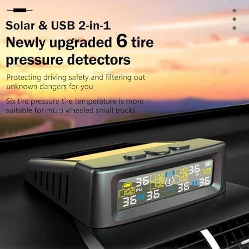 Нова TPMS система за 6 гуми – 144 PSI, соларна и USB, камион/каравана