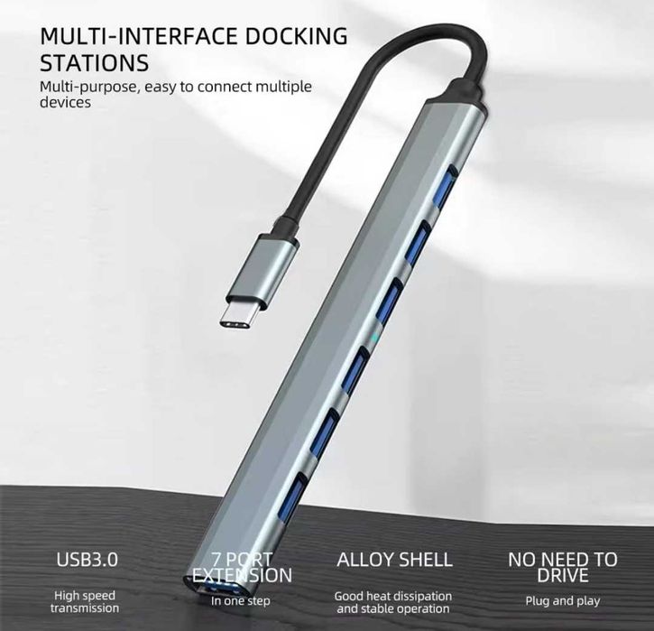 Hub USB 7in1 Laptop PC Macbook Tip C la USB