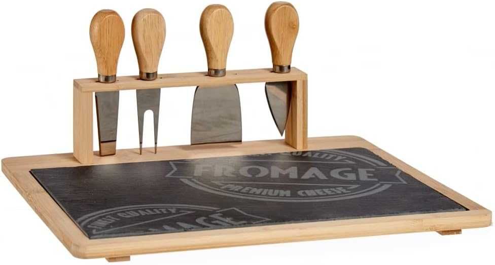 Set Tocator din Bambus cu 5 ustensile pentru Branzeturi DKD Home Decor