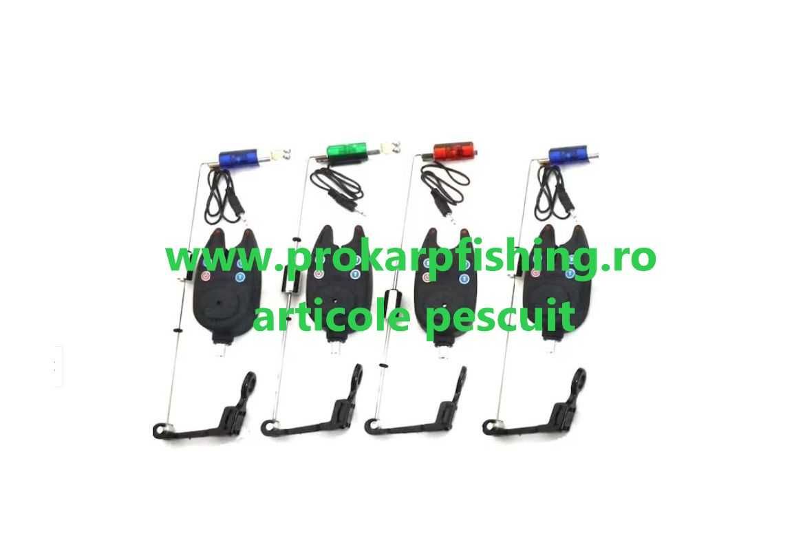 Set 4 senzori/avertizori pescuit + 4 swingere cu led