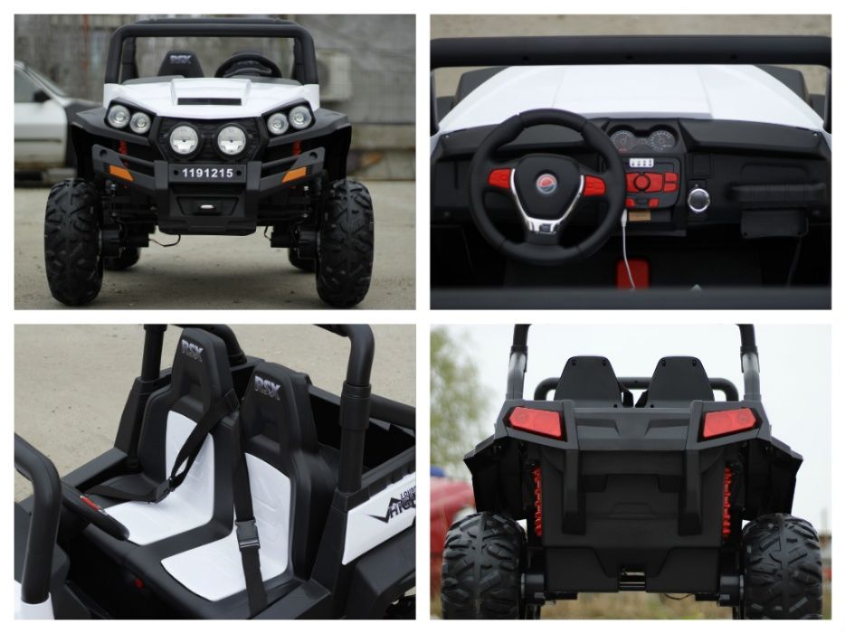 UTV electric pentru 2 copii Golf-Kart 4x 45W 24V cu Bluetooth #ALB