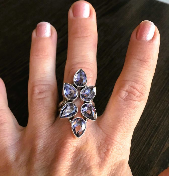 Inel Argint 925 Floare cu Ametiste