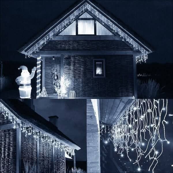 25Метра Висящи Коледни Лампи Тип ЗАВЕСА Екстериор/ Интериор Влагоу