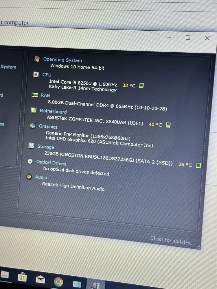 Asus 15.. Procesor i5-8th Gen. SSD 256 gb. 8gb ram ddr4