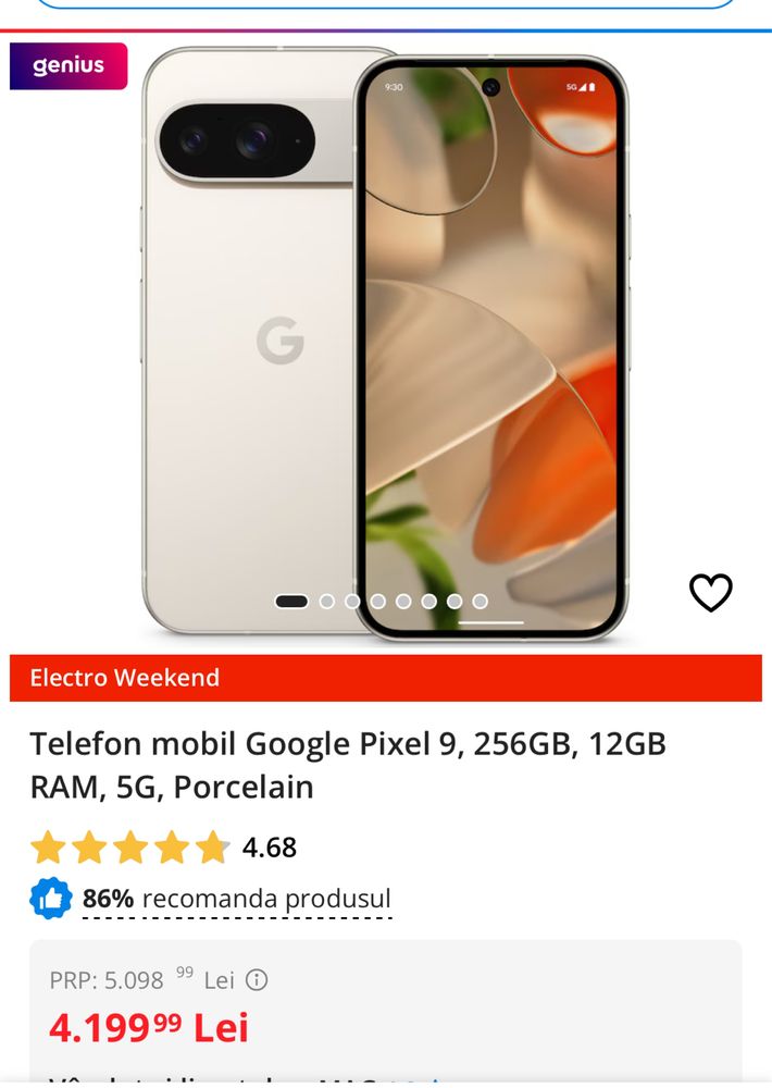 Google Pixel 9, 256GB, 12GB RAM, 5G, Nou, nefolosit, OCAZIE